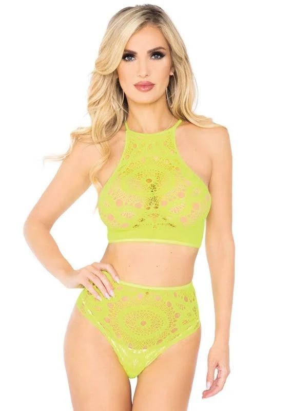 2PC Crop Top and Panty Neon Yellow - Model Express VancouverLingerie