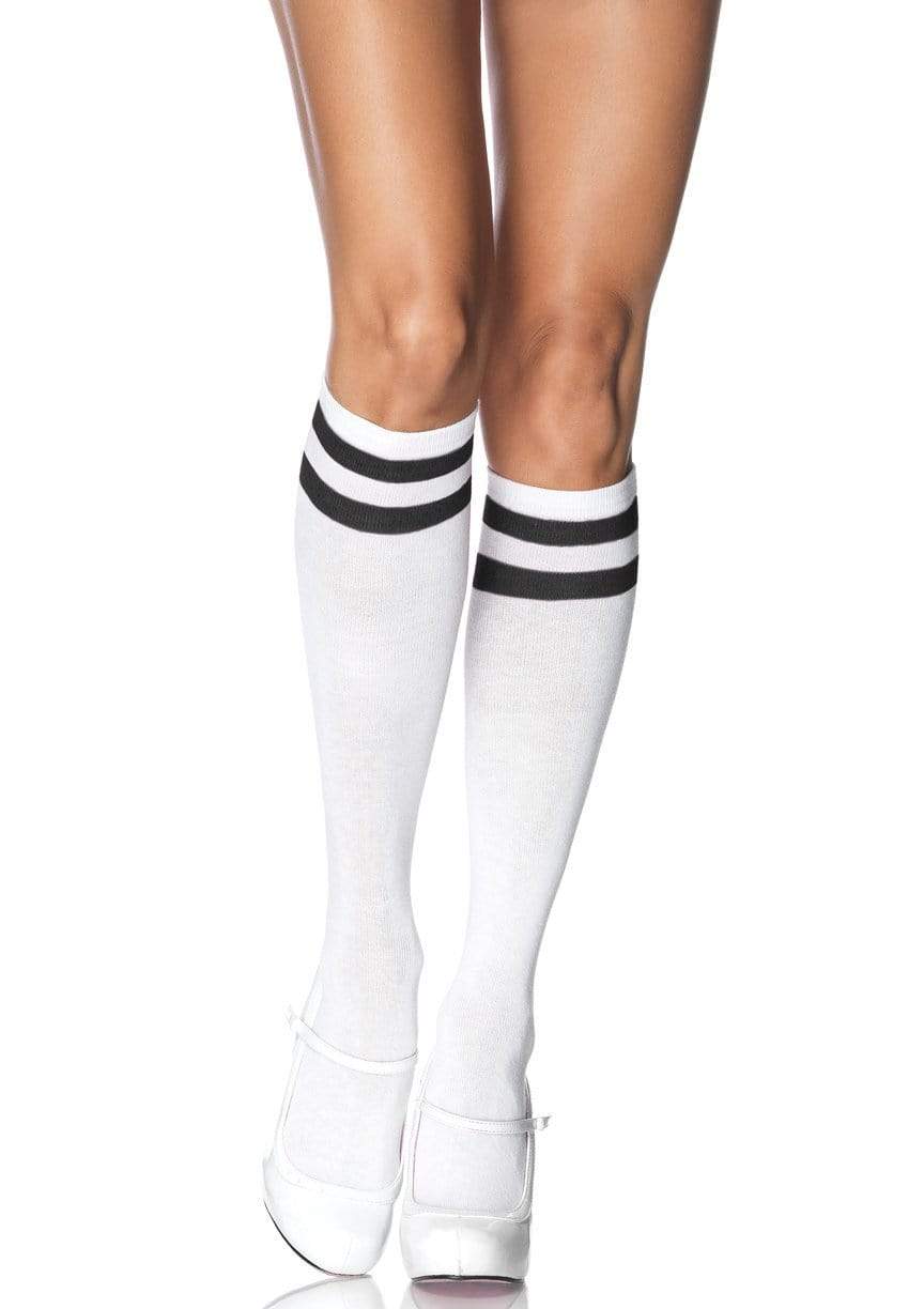 Athletic Knee Highs White/Black - Model Express VancouverHosiery