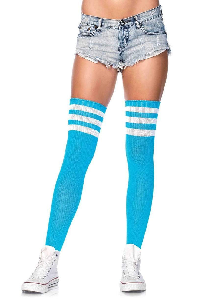 Athletic Thigh Highs Light Turquoise/White - Model Express VancouverHosiery