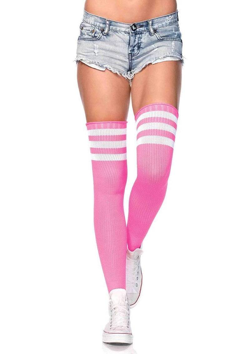 Athletic Thigh Highs Pink/White - Model Express VancouverHosiery