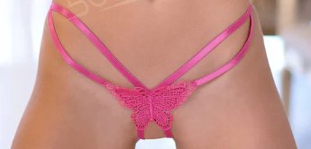 Butterfly Front/Back Crotchless Panty Pink - Model Express VancouverBikini