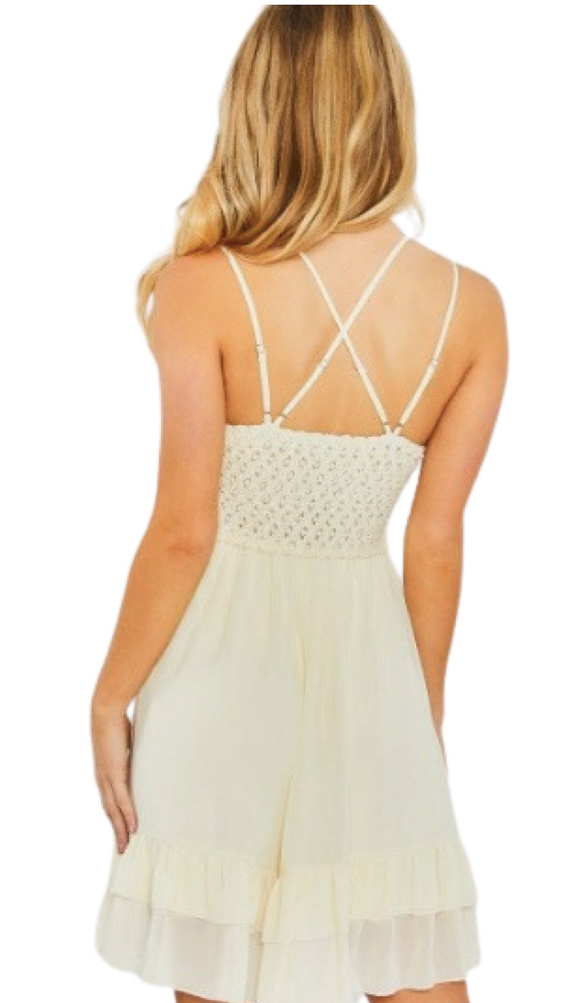 Cami Lace Trim Dress - White - Model Express VancouverClothing