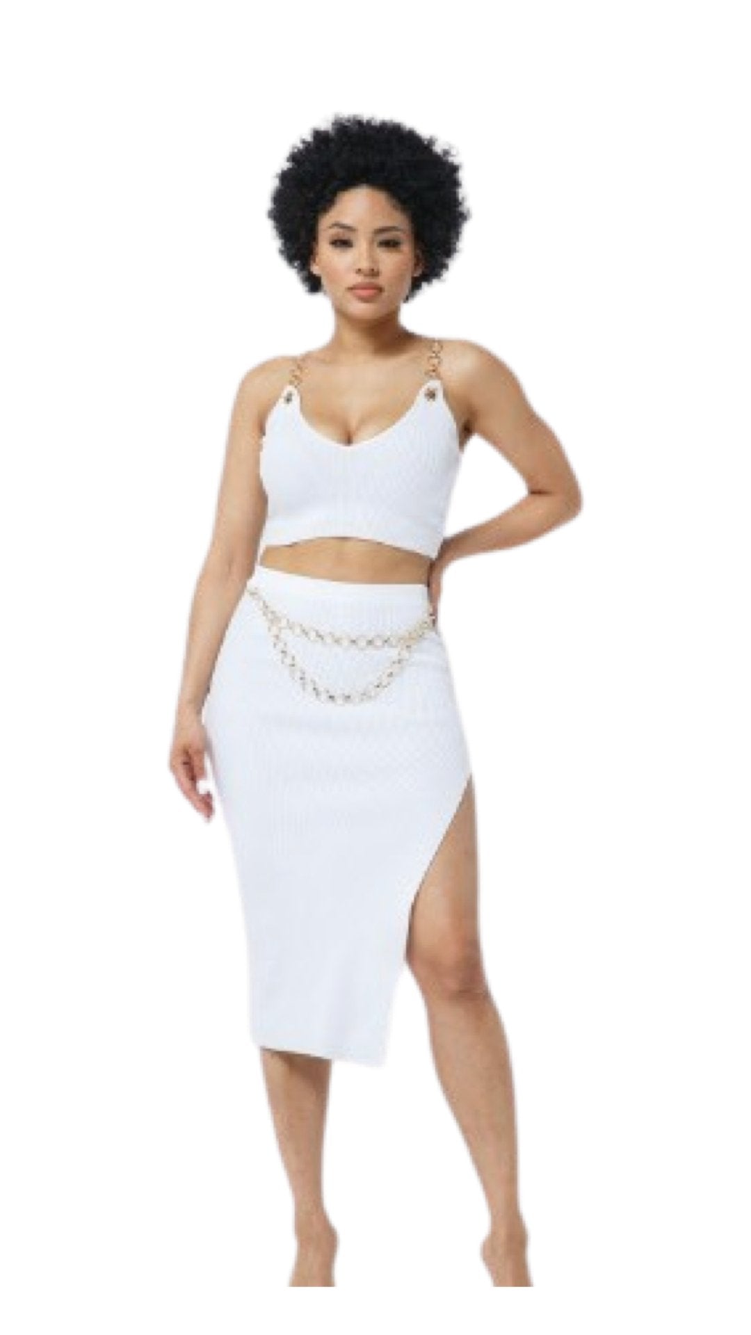 Chain Two Piece Set White - Model Express VancouverClothing