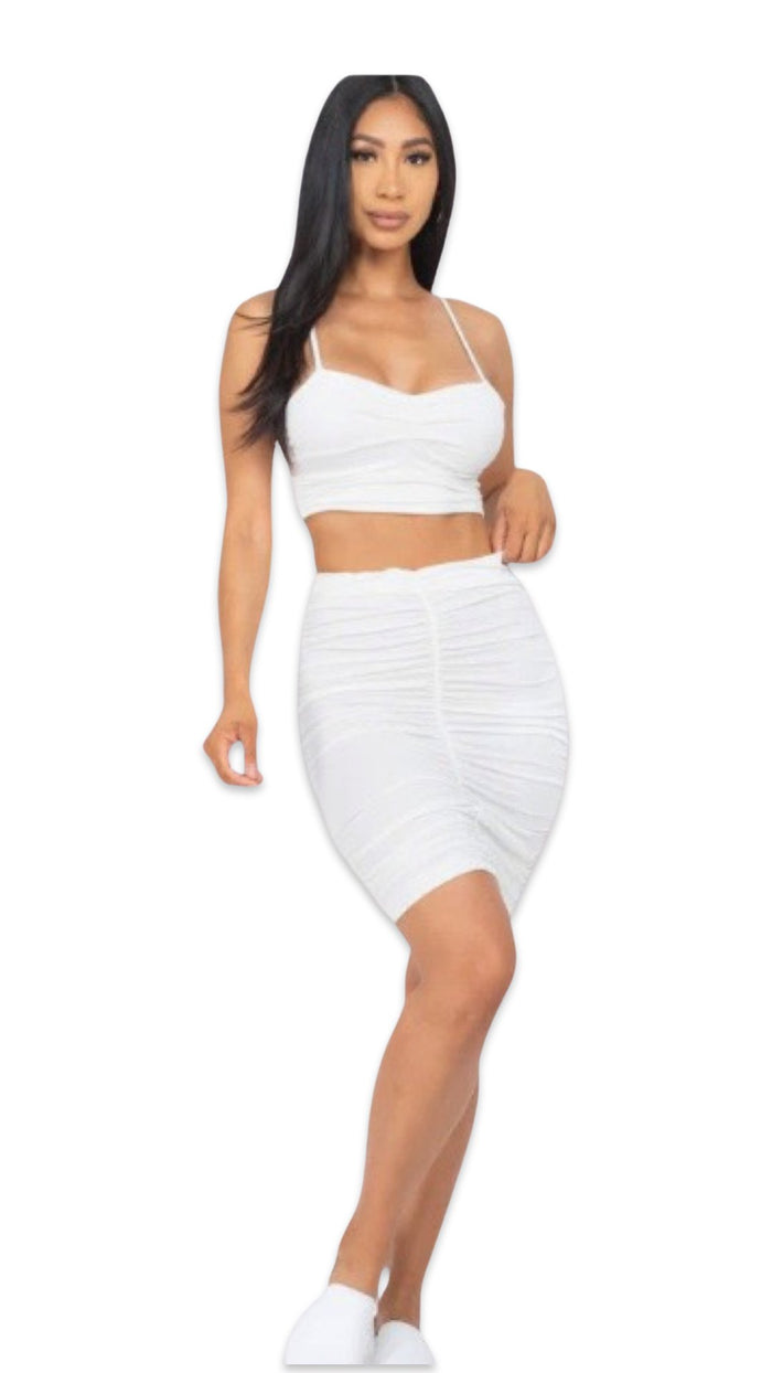 Crop Top and Skirt Set White - Model Express VancouverClothing
