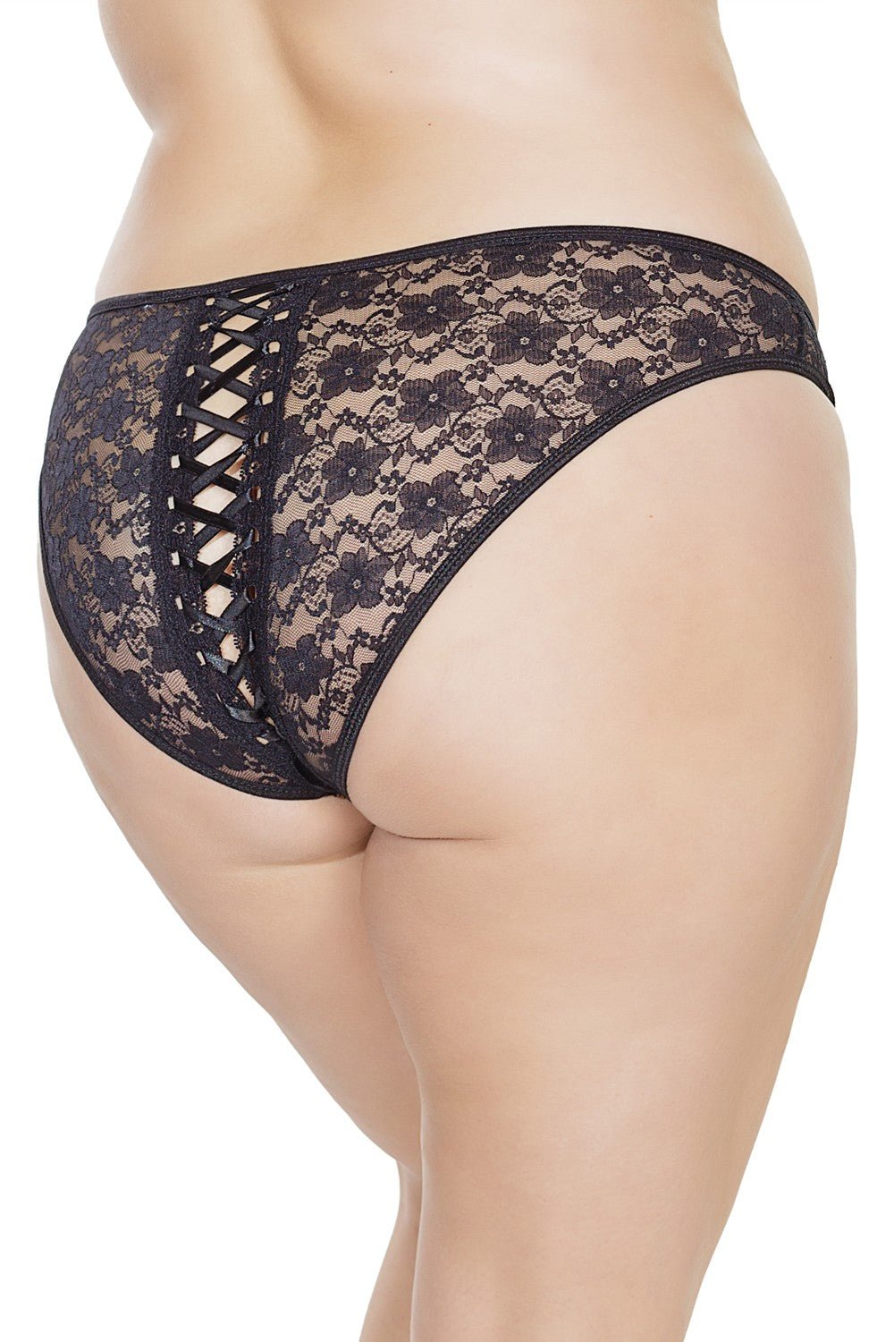 Crotchless Lace Panty with Front Tie - Model Express VancouverLingerie