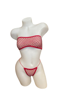 Crystal Bandeau Bikini Set - Red - Model Express VancouverLingerie