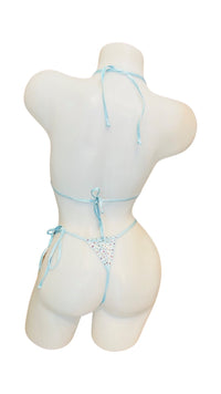 Crystal Under Bust Bikini Baby Blue Glitter - Model Express VancouverLingerie