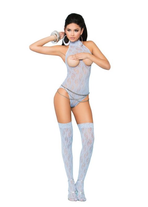 Cupless Teddy and Stockings Blue - Model Express VancouverLingerie