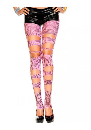 Cut Out Zebra Print Spandex Leggings Pink - Model Express VancouverHosiery