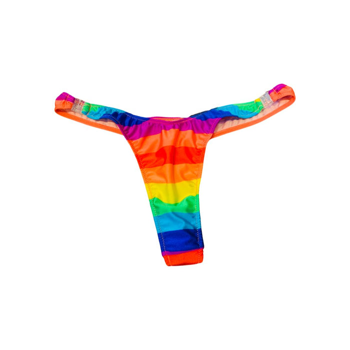 Detachable T-Back Thong with Clips - Rainbow - Model Express VancouverBikini