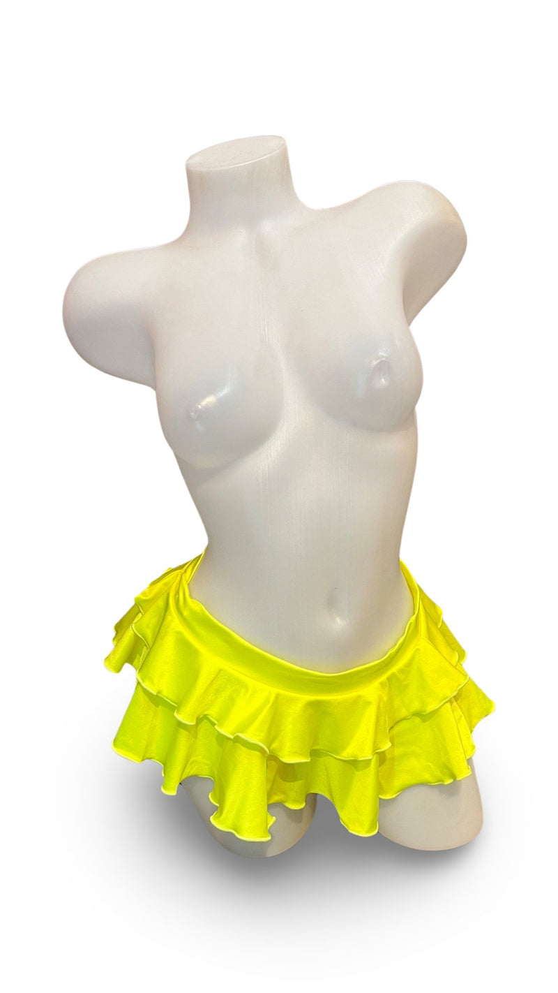 Double Layer Mini Skirt Neon Yellow - Model Express VancouverLingerie