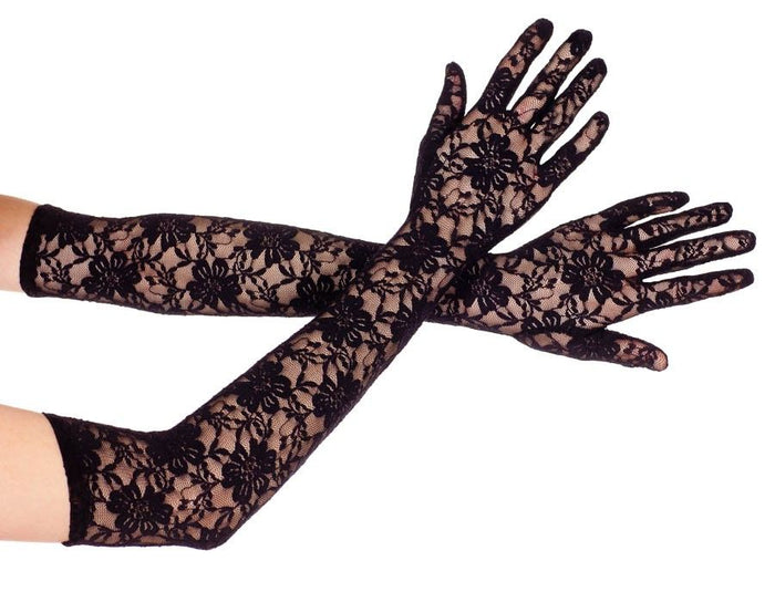 Elbow Length Lace Gloves Black - Model Express VancouverAccessories