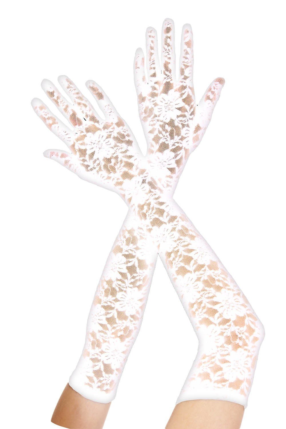Elbow Length Lace Gloves White - Model Express VancouverAccessories
