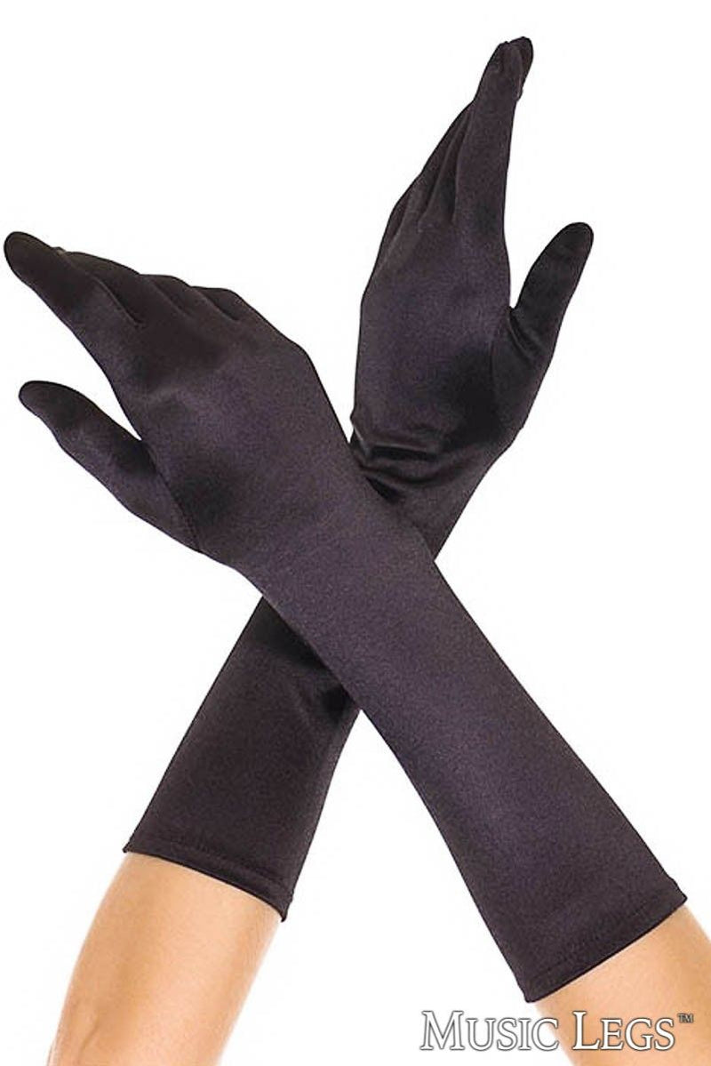 Elbow Length Satin Gloves Black - Model Express VancouverAccessories