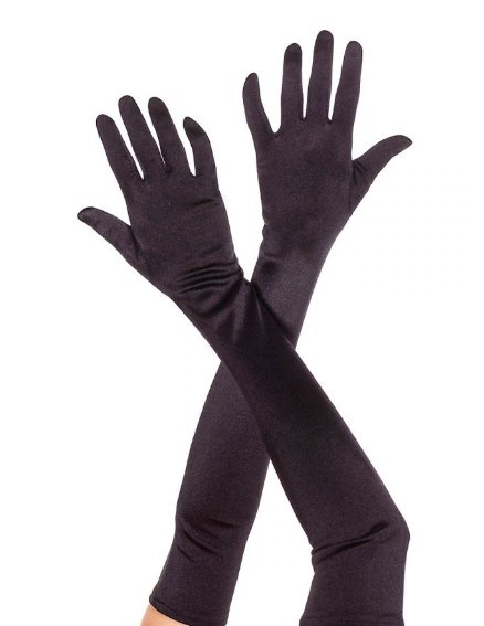 Elbow Length Satin Gloves Black - Model Express VancouverAccessories
