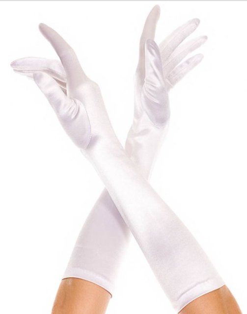 Elbow Length Satin Gloves White - Model Express VancouverAccessories