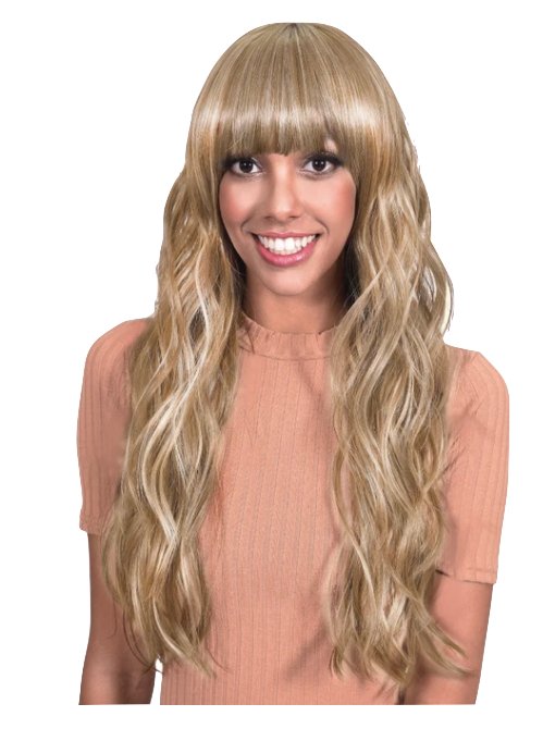 Extra Long Loose Curl Wig with Bangs - Medium Brown/Copper - Model Express VancouverAccessories