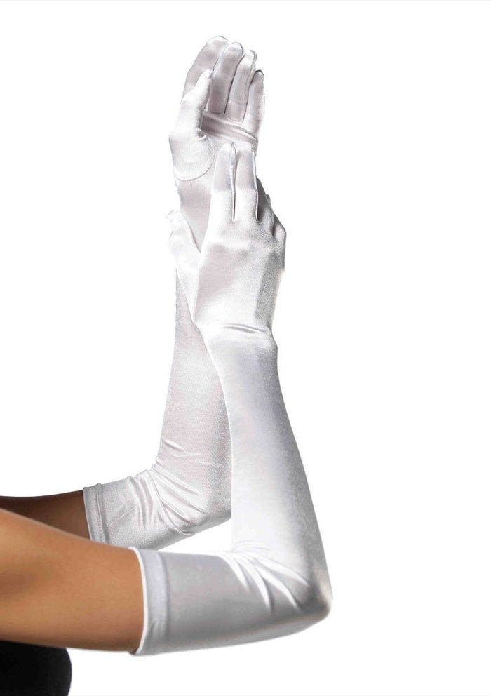 Extra Long Satin Gloves White - Model Express VancouverAccessories
