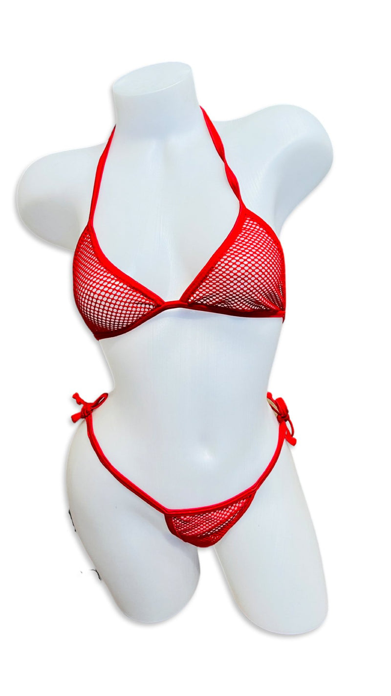Fishnet Bikini Set - Red - Model Express VancouverBikini
