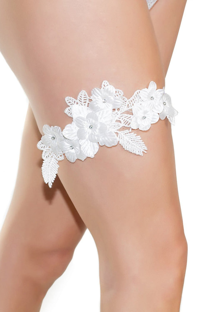 Floral Leg Garter White - Model Express VancouverHosiery