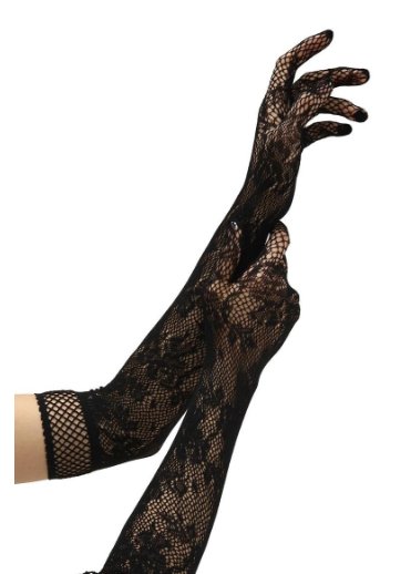 Flower Lace Opera Gloves Black - Model Express VancouverLingerie