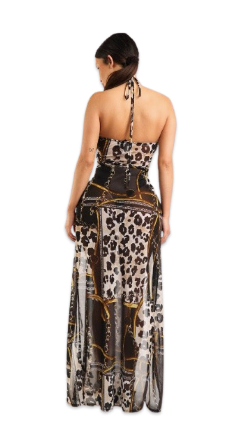 Halter Maxi Dress with Print - Model Express VancouverClothing