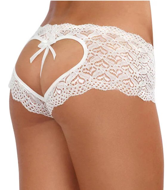 Heart Stretch Lace Panty - White - Model Express VancouverLingerie