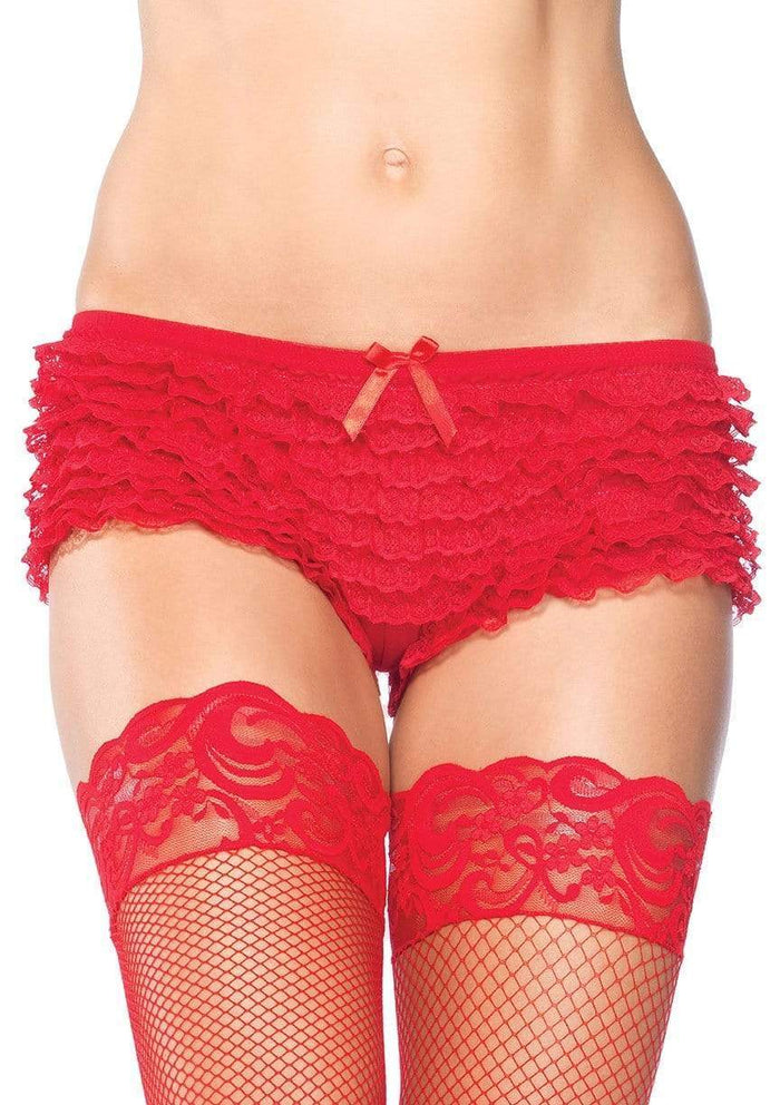Lace Ruffle Tanga Shorts Red - Model Express VancouverLingerie