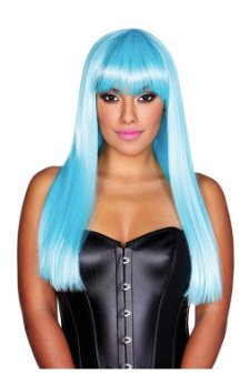 Long Straight Wig with Bangs - Baby Blue - Model Express VancouverAccessories