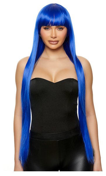 Long Straight Wig with Bangs Blue - Model Express VancouverAccessories