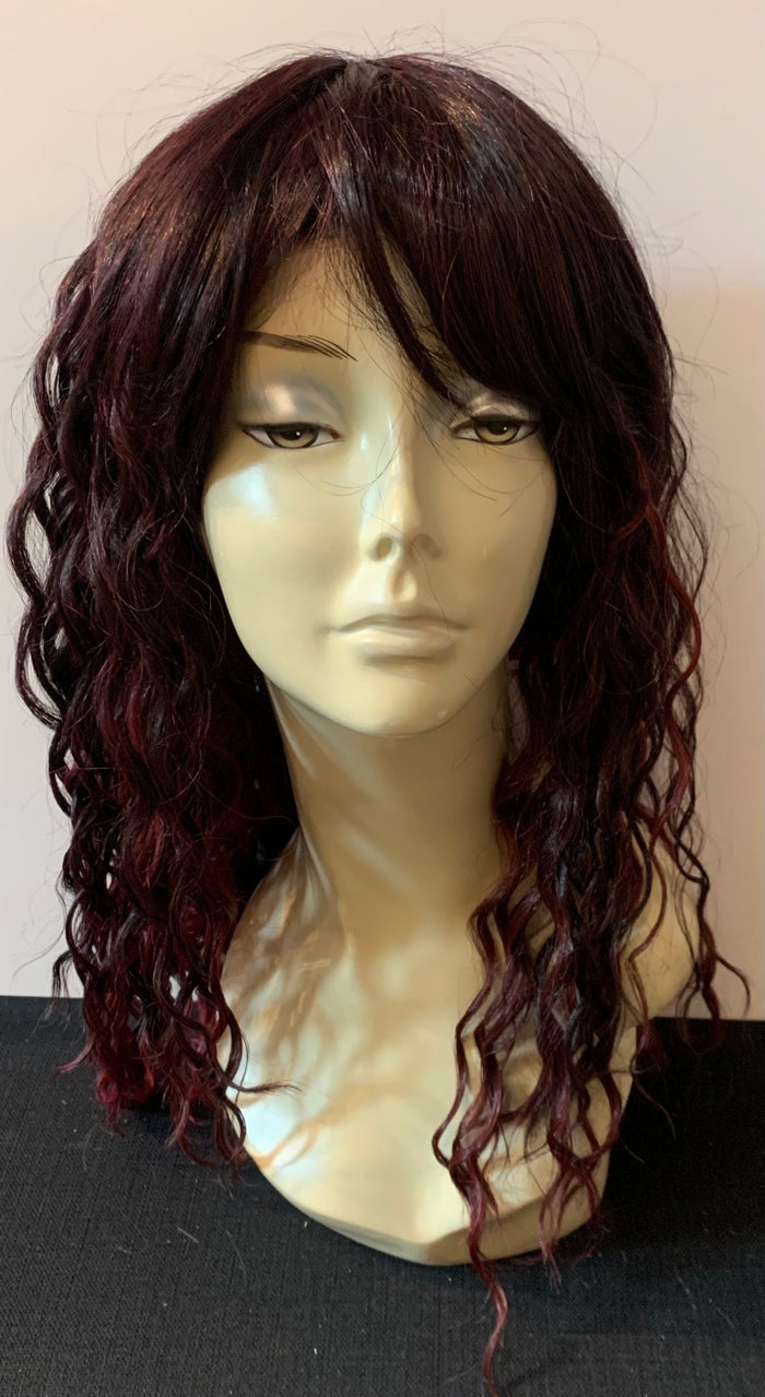 Long Tight Curl Wig with Bangs - Burgundy - Model Express VancouverAccessories
