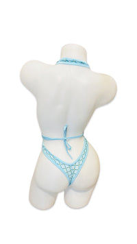Mesh and Velvet Wrap with Dots Baby Blue - Model Express VancouverLingerie