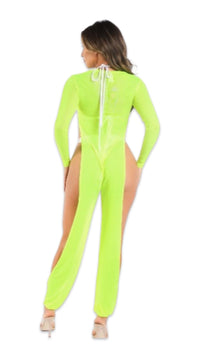 Mesh Coverup Jumpsuit Neon Yellow - Model Express VancouverClothing