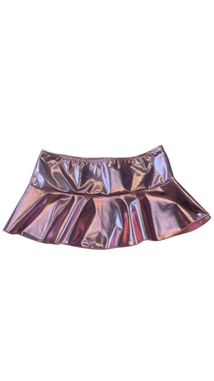 Metallic Mini Skirt - Baby Pink - Model Express VancouverClothing