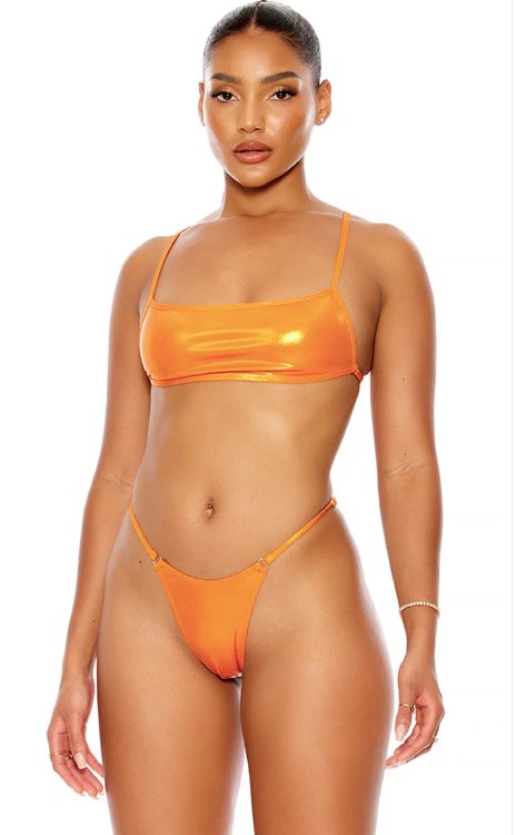 Metallic Rectangle Bikini Orange - Model Express VancouverBikini