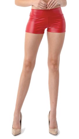 Metallic Wetlook Booty Shorts Red - Model Express VancouverClothing