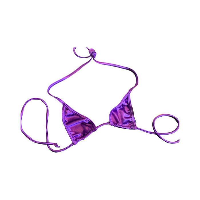 Micro Glossy Tie Triangle Top - Purple - Model Express VancouverLingerie