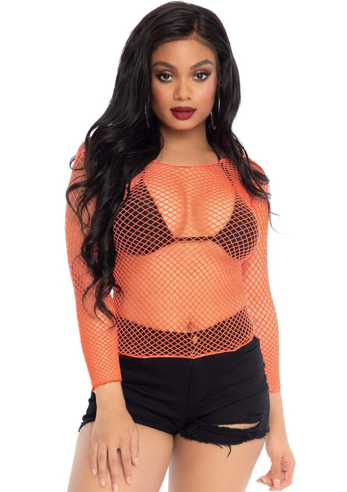 Net Long Sleeve T-Shirt Neon Coral - Model Express VancouverClothing