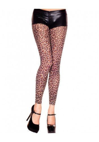 Opaque Leopard Print Footless Tights - Model Express VancouverHosiery