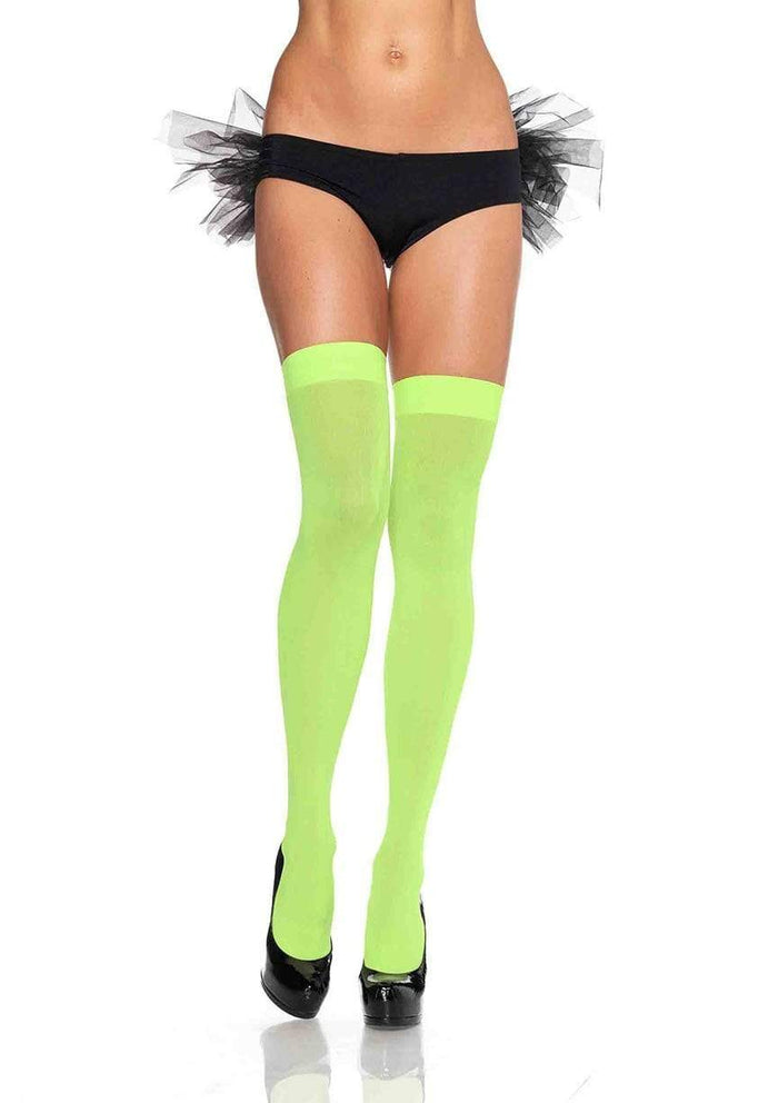 Opaque Nylon Thigh Highs Green - Model Express VancouverHosiery