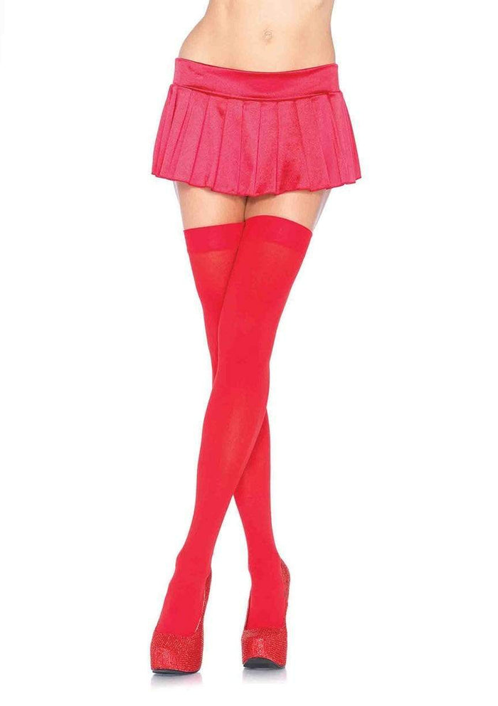 Opaque Nylon Thigh Highs Red - Model Express VancouverHosiery