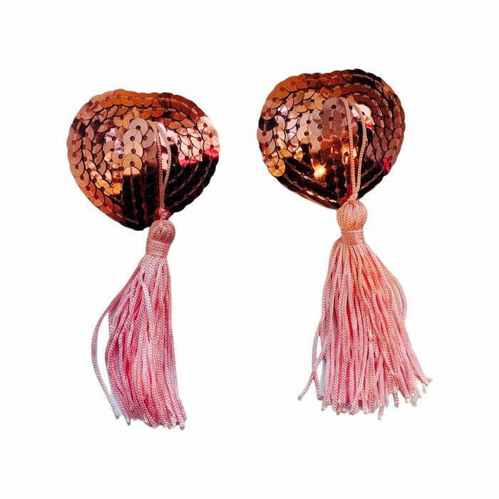 Pink Sequence Heart Tassel Pasties - Model Express VancouverAccessories