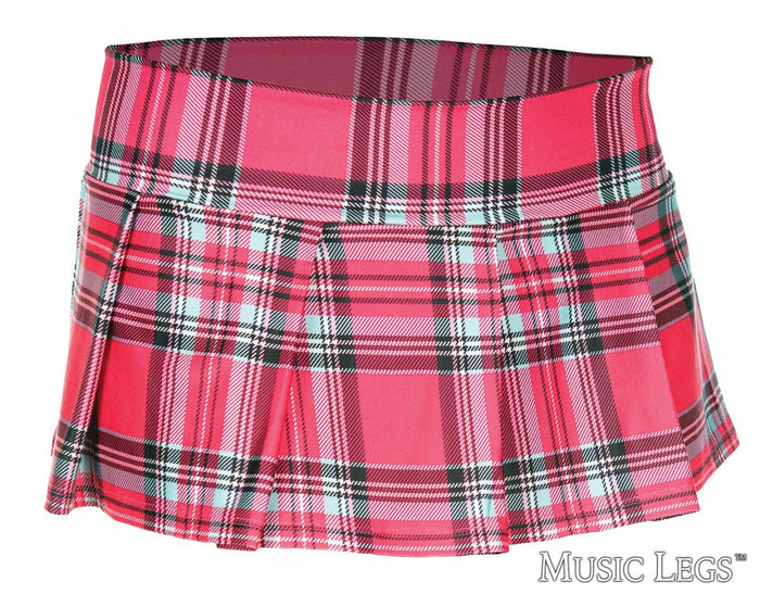 Plaid Mini Skirt - Hot Pink - Model Express VancouverClothing