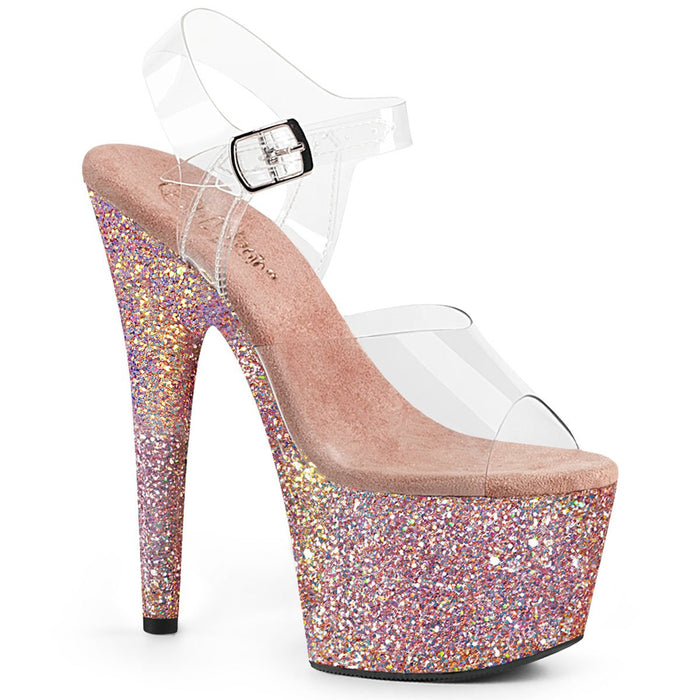 Pleaser Adore 708LG Dusty Pink Glitter - Model Express VancouverShoes