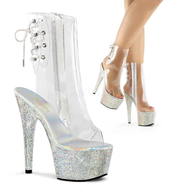 Pleaser Bejeweled 1018DM-7 Clear/Silver - Model Express VancouverBoots