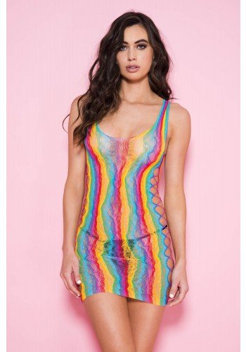 Rainbow Side Cut Out Side Dress Rainbow - Model Express VancouverLingerie