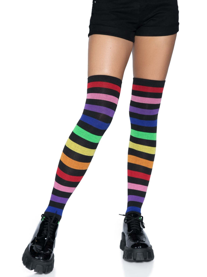 Rainbow Stripe Thigh High Socks - Model Express VancouverHosiery
