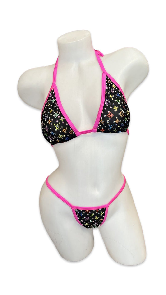 Rhinestone Bikini Design Rainbow/Pink - Model Express VancouverBikini