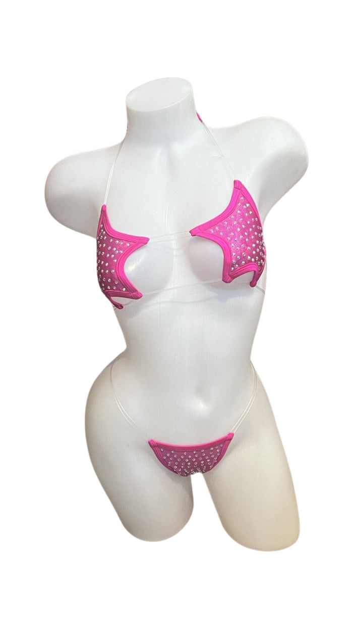 Rhinestone Star Bikini - Metallic Pink Design - Model Express VancouverBikini