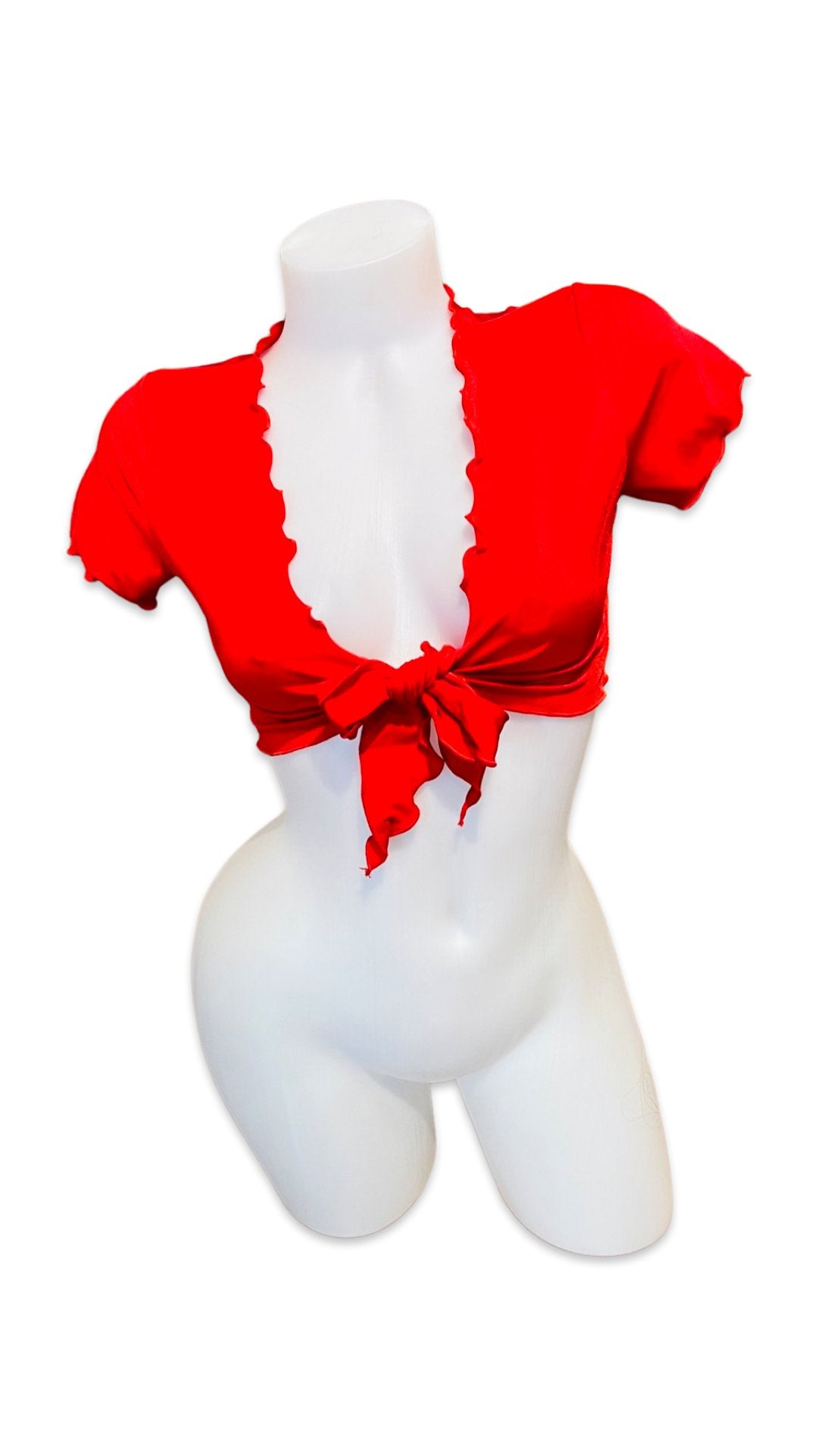 Ruffle School Girl Top Red - Model Express VancouverClothing